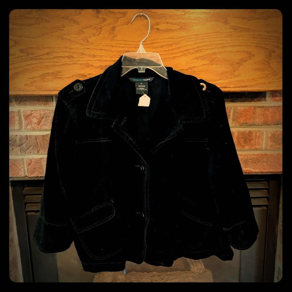 French cuff brand black corduroy Blazer size XL